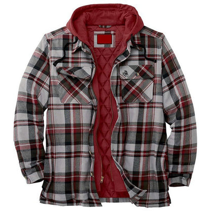 Jamie – Thickened Cotton Padded Plaid Long Sleeve Loose Hooded Jacket