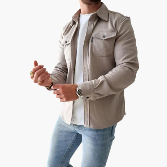 Men's Modern Button-Up Overshirt Jacket - Smart Casual Style