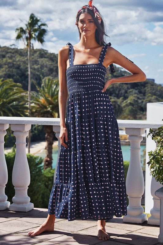 Katy – Long Dress with Straps and Print