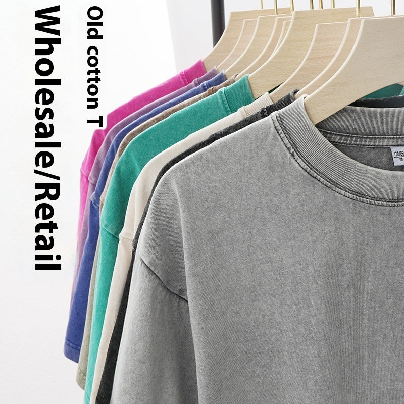 Jim – Loose Cotton Washed T-shirt with Drop-Shoulder