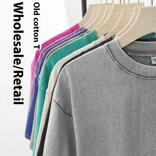 Jim – Loose Cotton Washed T-shirt with Drop-Shoulder