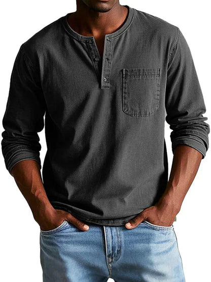 Men's Classic Long Sleeve Henley Shirt for Casual and Everyday Wear