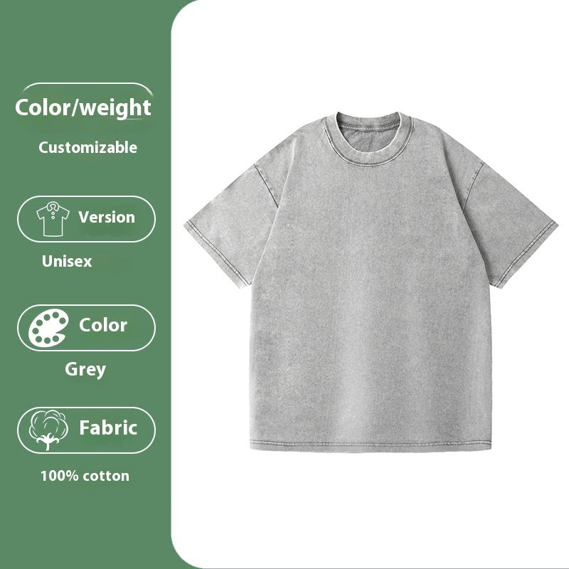 Jim – Loose Cotton Washed T-shirt with Drop-Shoulder