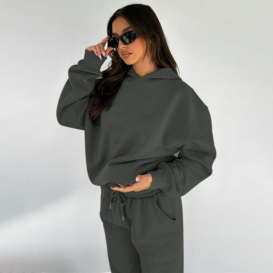 Alison – Solid Color Hooded Long Sleeve Sweater