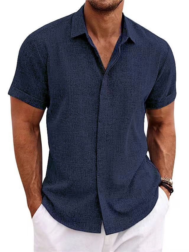 Bob – Men's Solid Color Loose Linen Short-sleeved T-shirt
