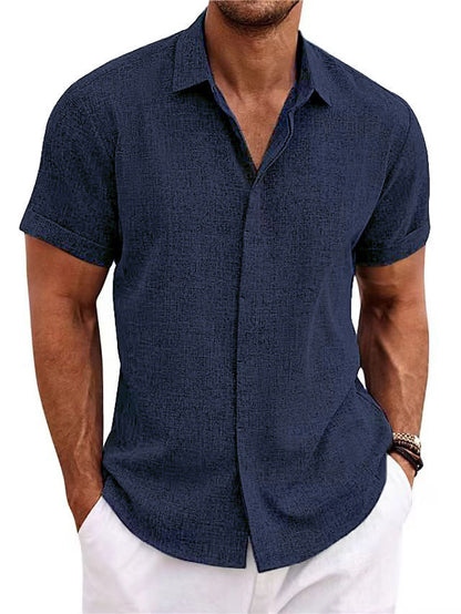 Bob – Men's Solid Color Loose Linen Short-sleeved T-shirt