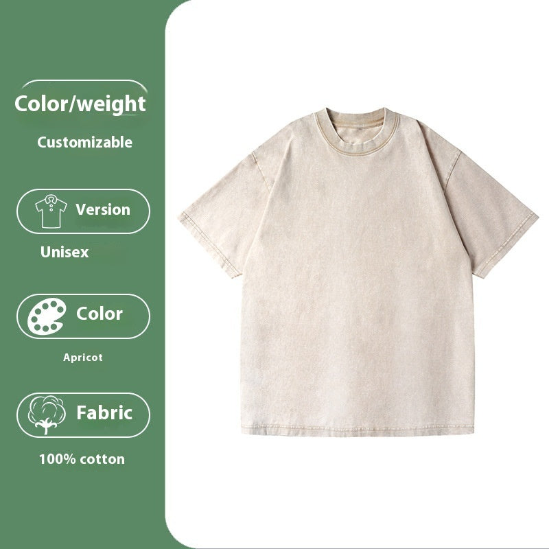 Jim – Loose Cotton Washed T-shirt with Drop-Shoulder