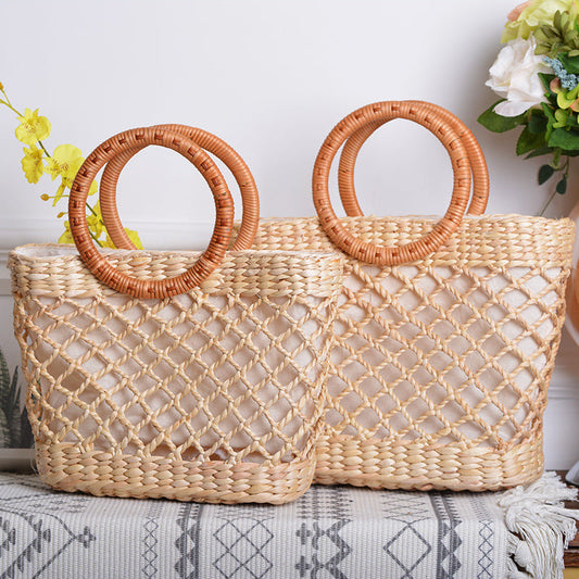 Joan – Handwoven Straw Net Square Bag