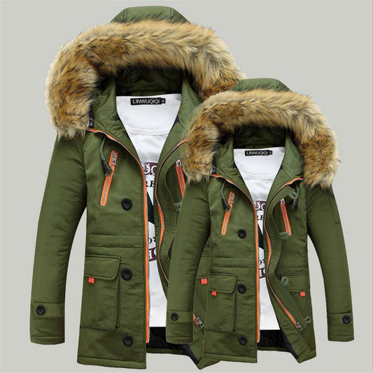 Desmond – Men's Warm Cotton Jacket with Fur Collar