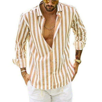Leah – Loose Polo Collar Striped Shirt