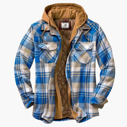 Men's Hooded Quilted Lumberjack Jacket for Outdoor and Urban Style