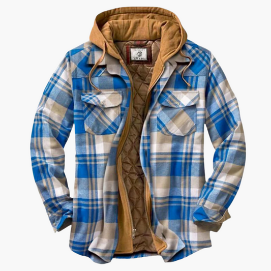 Men's Hooded Quilted Lumberjack Jacket for Outdoor and Urban Style