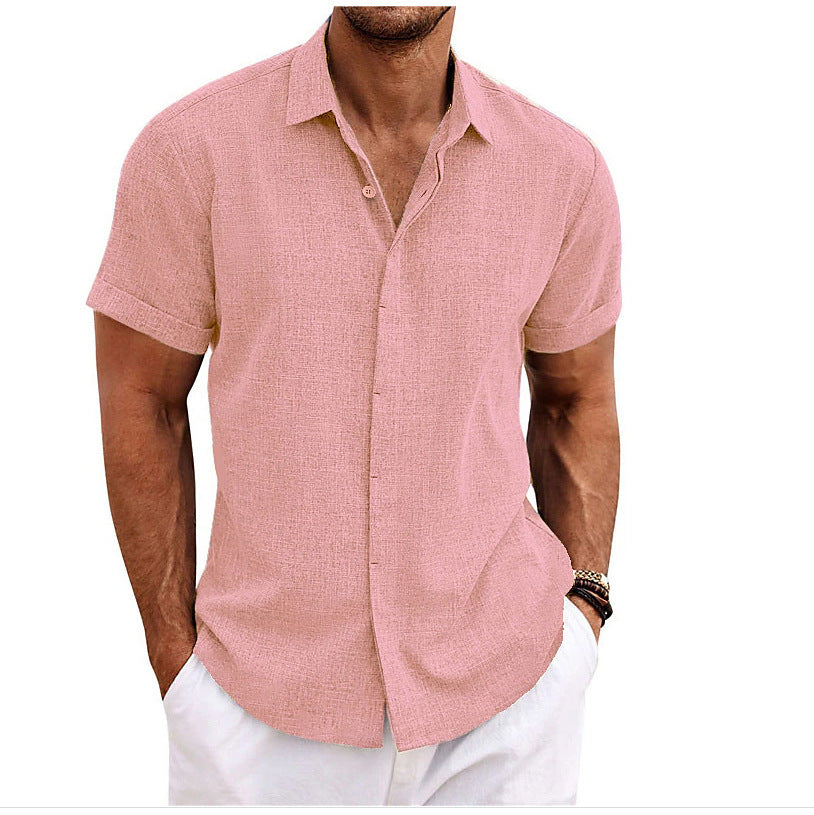 Bob – Men's Solid Color Loose Linen Short-sleeved T-shirt