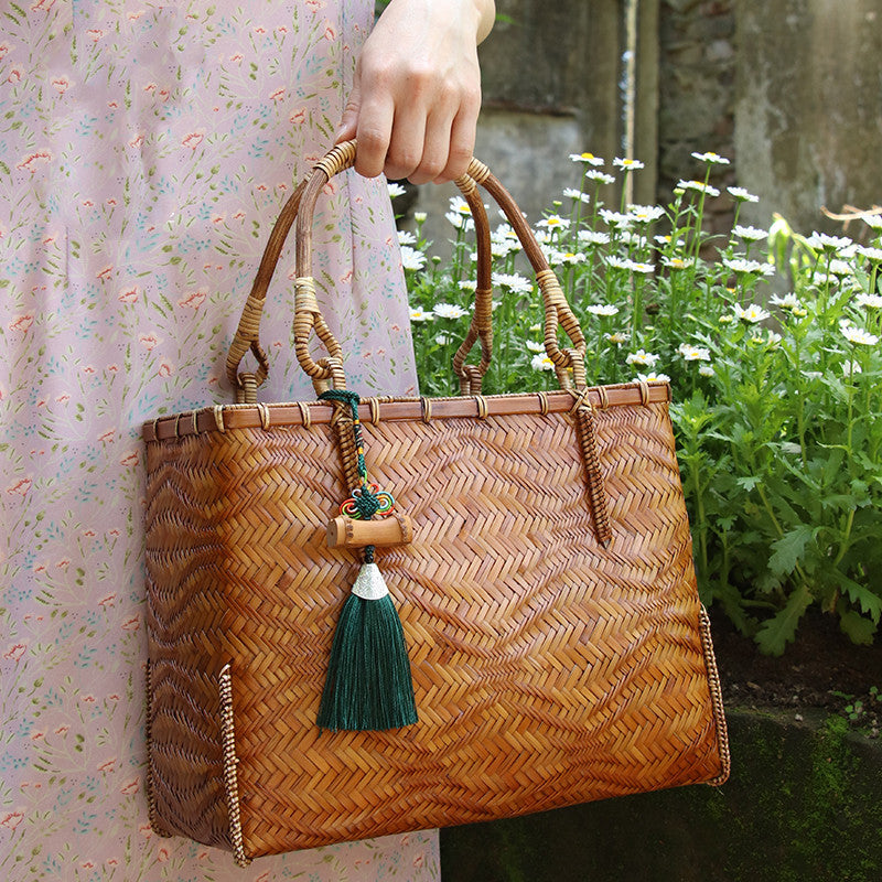 Brenda – Bamboo Woven Travel Handbag