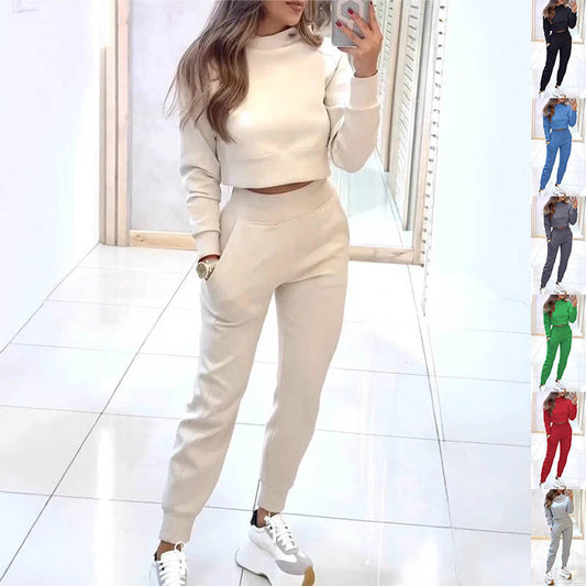 Shannon – Stand Collar Sports Suit with Slim Trousers and Pockets