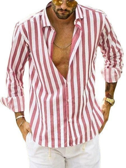 Leah – Loose Polo Collar Striped Shirt