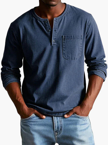 Men's Classic Long Sleeve Henley Shirt for Casual and Everyday Wear