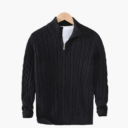 Men's Classic Cable Knit Wool Sweater – Versatile Style for Work and Leisure