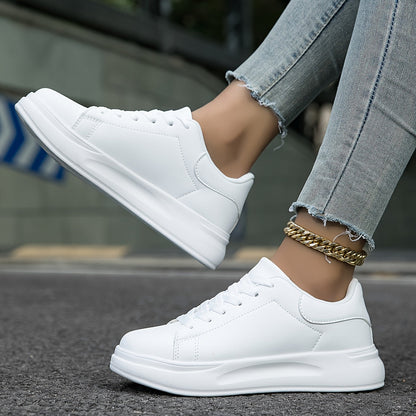 Sara – Clean White Vegan Leather Sneakers