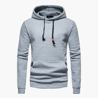 Men's Casual Plaid Textured Hoodie – Modern Relaxed Fit Pullover for Everyday Comfort