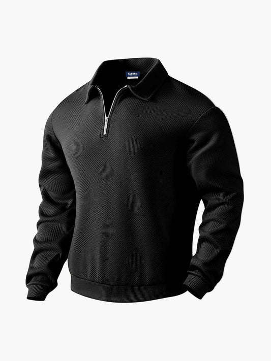 Men's Smart-Casual Textured Half-Zip Pullover Sweatshirt