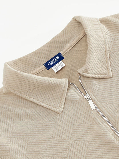 Men's Smart-Casual Textured Half-Zip Pullover Sweatshirt