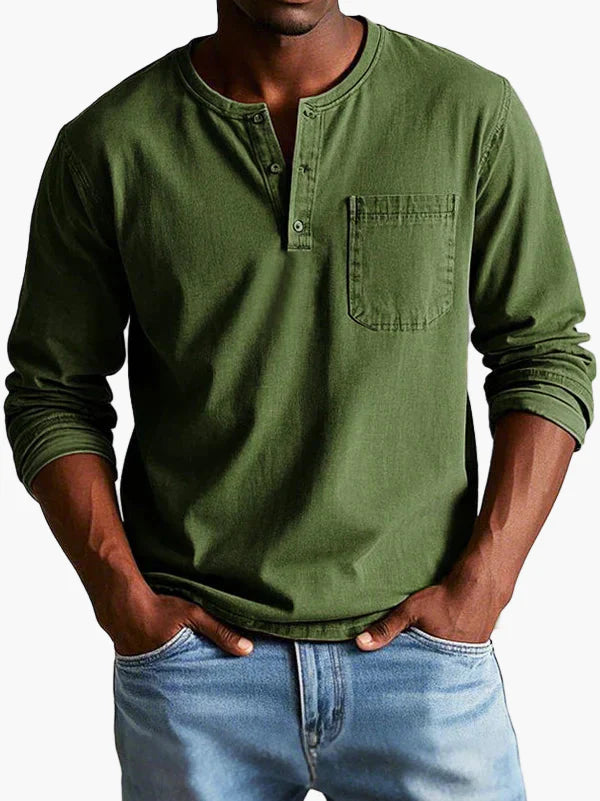 Men's Classic Long Sleeve Henley Shirt for Casual and Everyday Wear