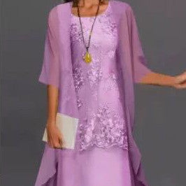Women's Elegant Two-Piece Chiffon Long Dress Set for Special Occasions
