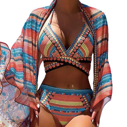 Faith – Retro Ethnic Style Swimsuit with Split Cross Straps