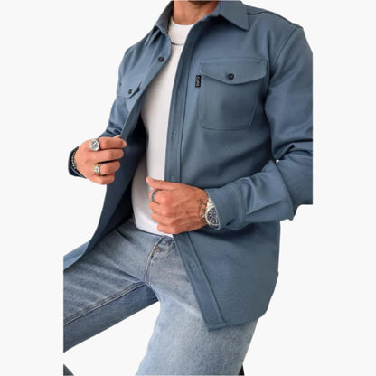Men's Modern Button-Up Overshirt Jacket - Smart Casual Style