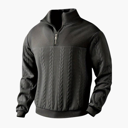 Men's Half-Zip Cable Knit Sweater – Classic Warm Pullover for Everyday Style