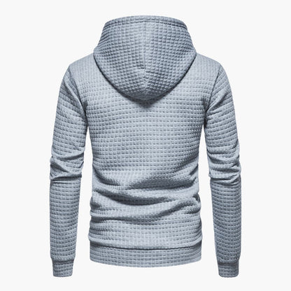 Men's Casual Plaid Textured Hoodie – Modern Relaxed Fit Pullover for Everyday Comfort