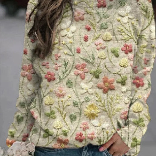 Faith – Printed Loose Round Neck Sweater