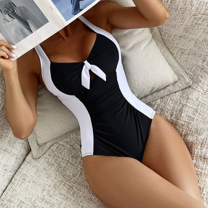 Michelle – Classic Black And White Contrast One-Piece Swimsuit