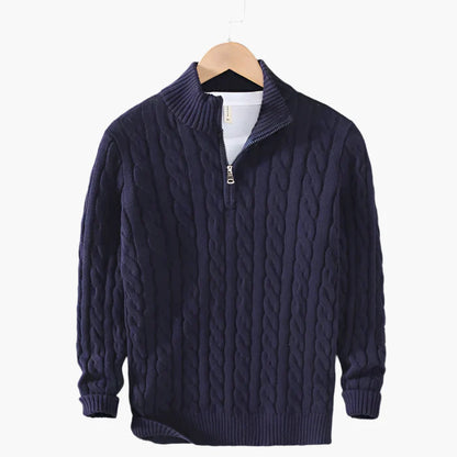 Men's Classic Cable Knit Wool Sweater – Versatile Style for Work and Leisure