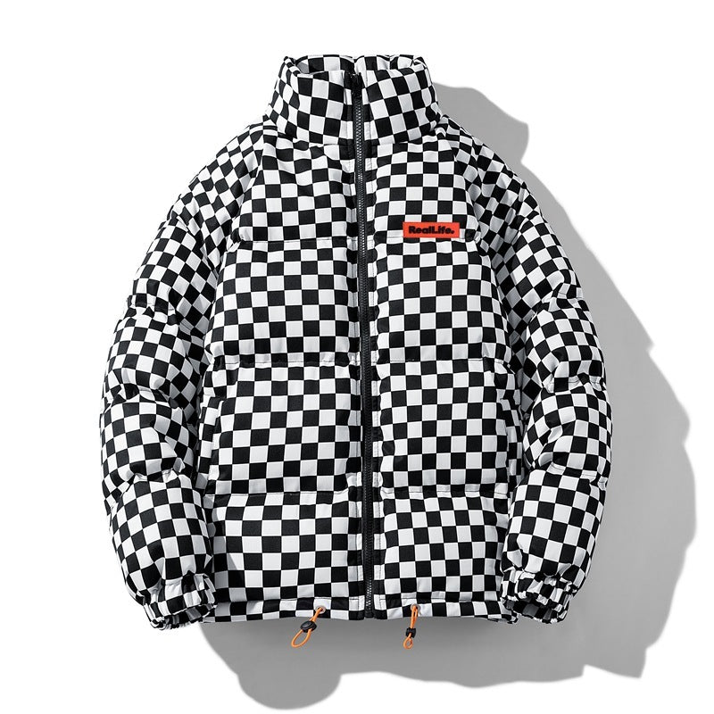 Bryan – Thick Warm Jacket with Chessboard Pattern