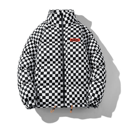 Bryan – Thick Warm Jacket with Chessboard Pattern