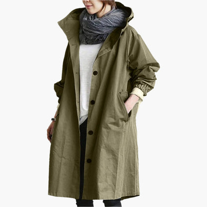 Women's Long Waterproof Raincoat – Stylish All-Season Hooded Trench for Everyday Use