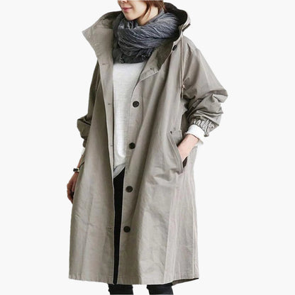 Women's Long Waterproof Raincoat – Stylish All-Season Hooded Trench for Everyday Use