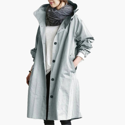 Women's Long Waterproof Raincoat – Stylish All-Season Hooded Trench for Everyday Use