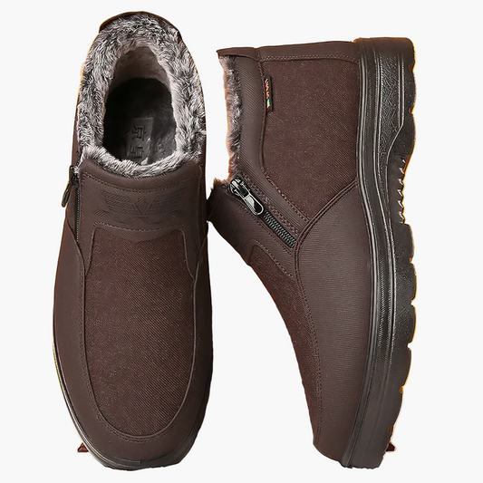 Men's Orthopedic Winter Walking Boots - Supportive Anti-Slip Fur Lined Casual Shoes