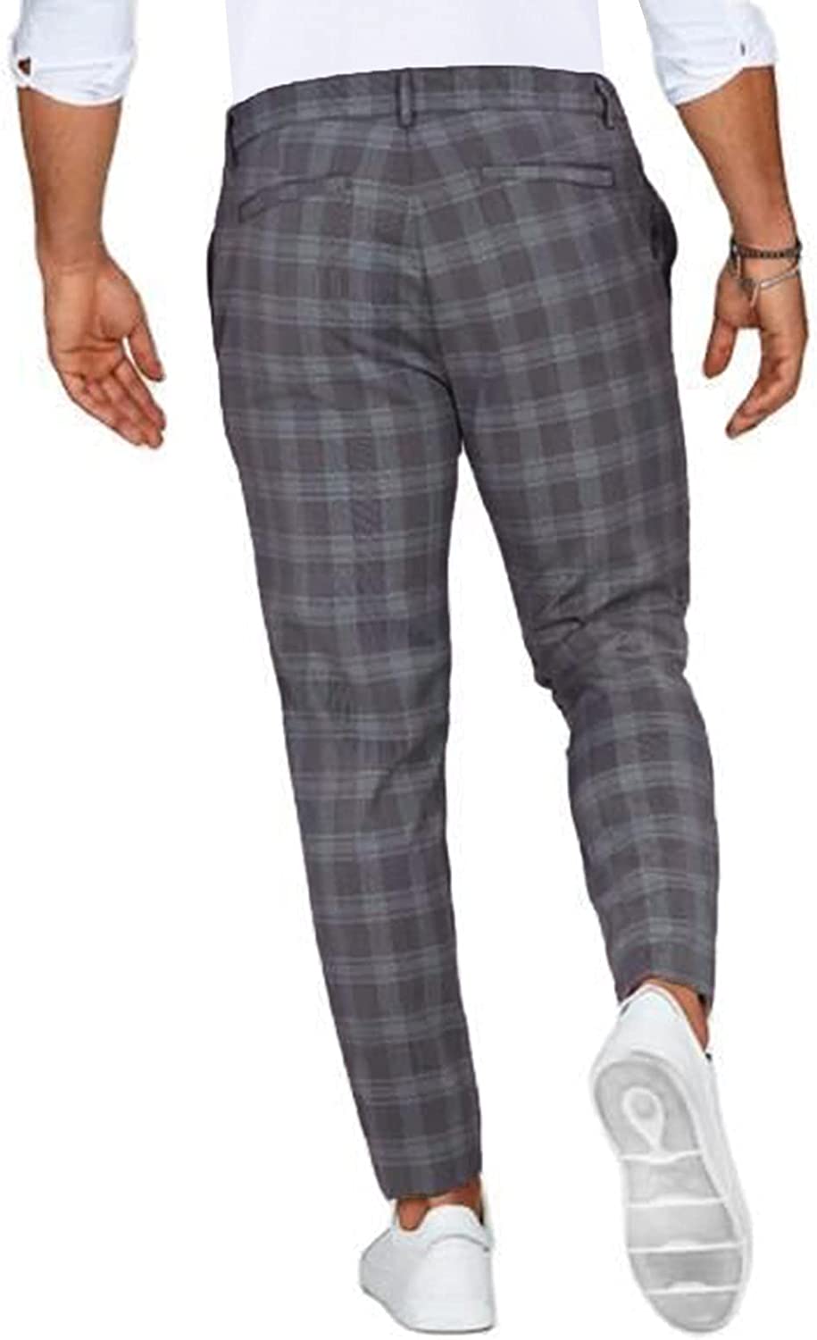 Men's Slim Fit Plaid Casual Chino Pants – Trendy Checkered Trousers for Everyday Style