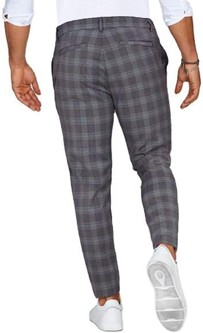 Men's Slim Fit Plaid Casual Chino Pants – Trendy Checkered Trousers for Everyday Style