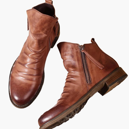 Men's Classic Ankle Boots with Side Zip – Sleek Urban Style & Everyday Comfort