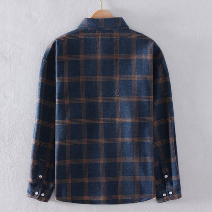 Men's Classic Plaid Flannel Button-Up Casual Shirt
