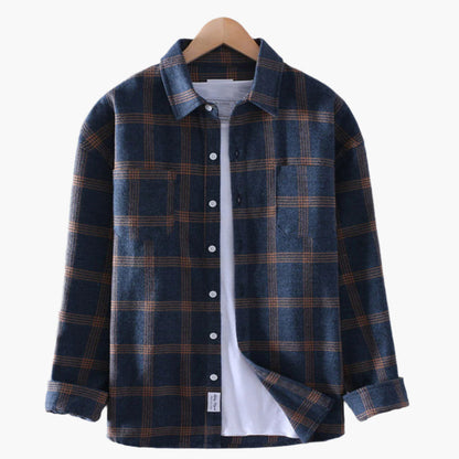 Men's Classic Plaid Flannel Button-Up Casual Shirt