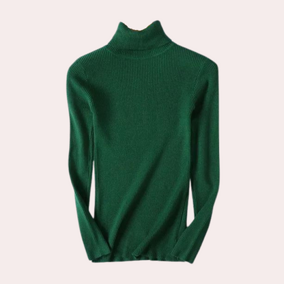 Women's Ribbed Turtleneck Knit Sweater – Elegant Casual Style for Versatile Outfits