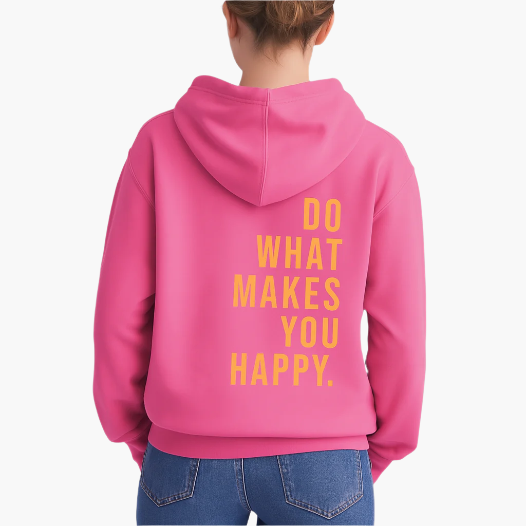 Women's Motivational Text Print Hooded Pullover Sweater – Casual Cozy Style