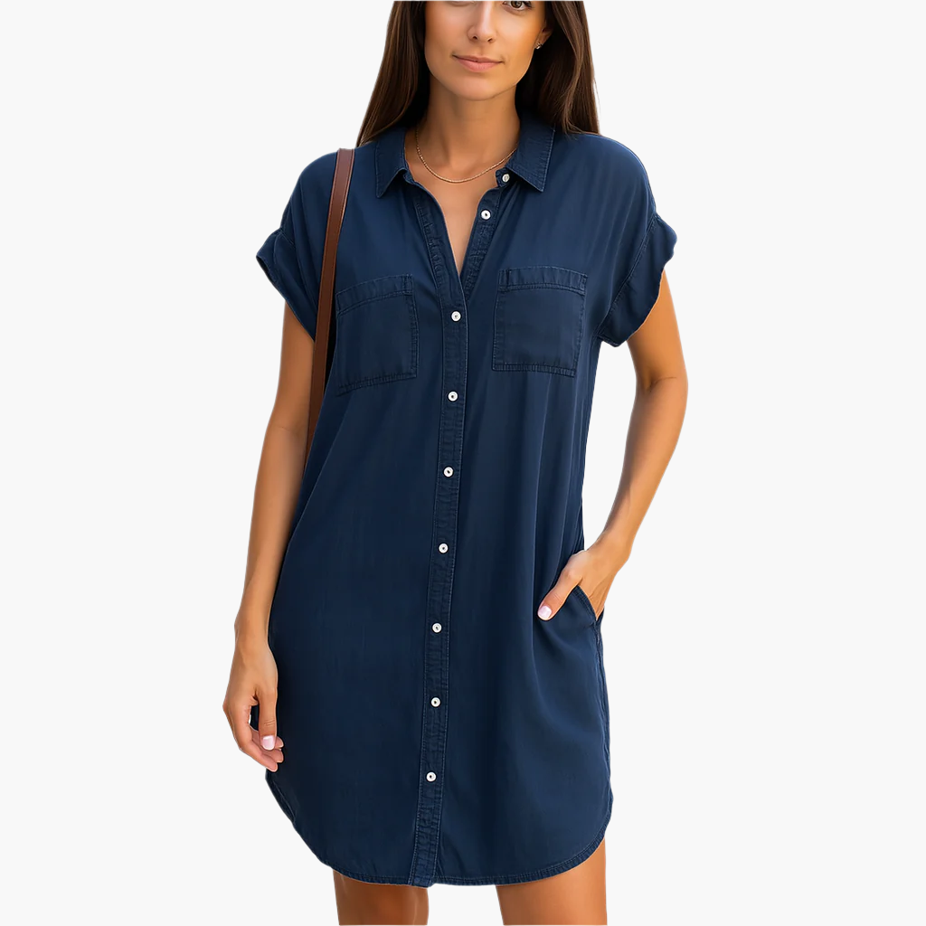 Women's Casual Denim Shirt Dress Button Down Relaxed Fit Everyday Style