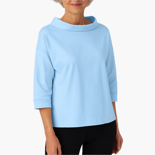 Women's Elegant 3/4 Sleeve High Collar Top – Versatile Everyday and Formal Style